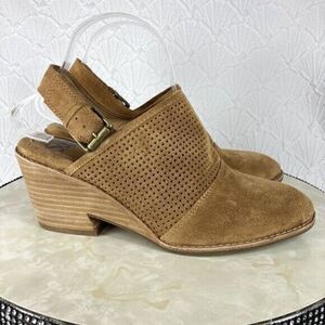 Sofft Slingback Heels Womens Size 9‎ Brown Suede Leather Sable Mule Wedge Clogs